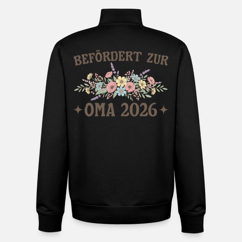 Promue Grand-mère 2026 Fleurs - Sweat zippé unisexe en coton bio Stanley/Stella - noir