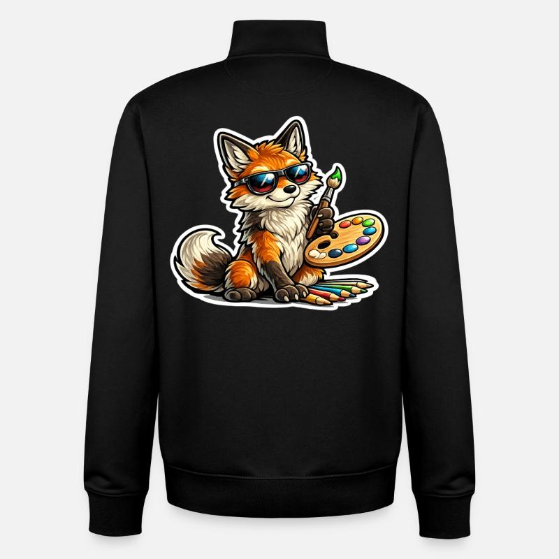 Naughty Fox Painter with Palette - Unisex Organic Zip Sweatshirt by Stanley/Stella - black