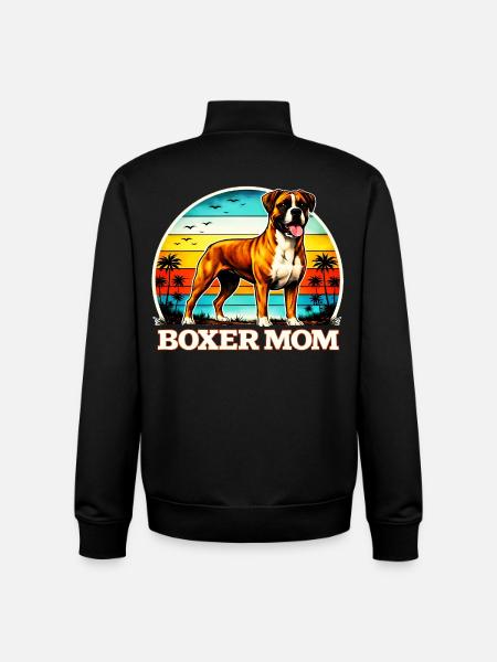 Boxer Mom - Unisex Organic Zip Sweatshirt by Stanley/Stella - black