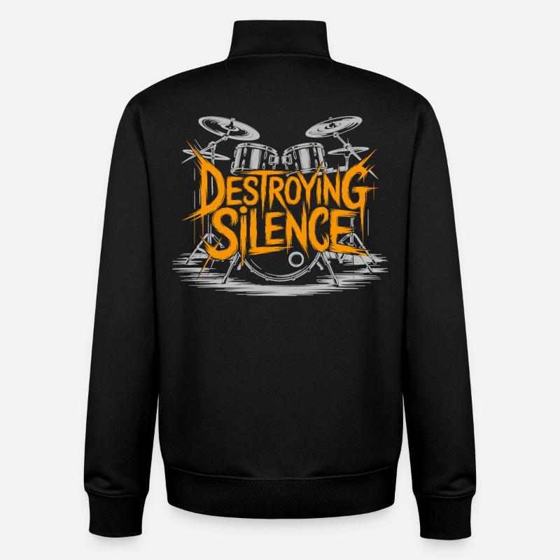 Drummer Drumset Design - Unisex Organic Zip Sweatshirt by Stanley/Stella - black
