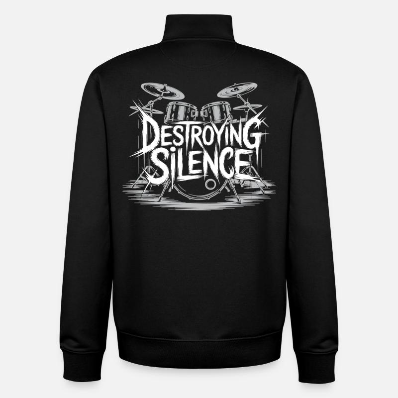 Drummer Drumset Design - Unisex Organic Zip Sweatshirt by Stanley/Stella - black