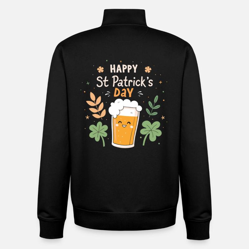 Bière joyeuse Saint Patrick - Sweat zippé unisexe en coton bio Stanley/Stella - noir