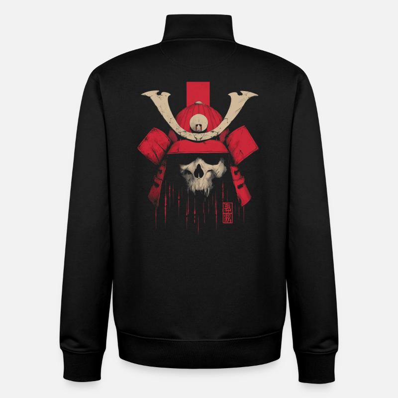 Crimson Samurai Skull - Unisex Organic Zip Sweatshirt by Stanley/Stella - black