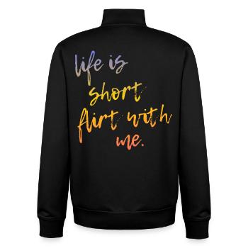 La vie est courte Draguette avec moi - Tour Gradient Script - Sweat zippé unisexe en coton bio Stanley/Stella - noir - Dos - AI Model Male 185 light (185cm)