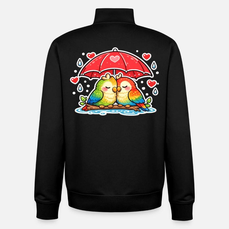 Herzpaar unter Regenschirm papagei - Unisex Organic Zip Sweatshirt von Stanley/Stella - Schwarz