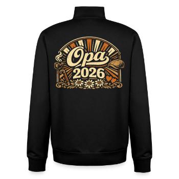 Opa 2026 Loading Geschenk  - Unisex Organic Zip Sweatshirt von Stanley/Stella - Schwarz - Hinten - AI Model Male 185 light (185cm)