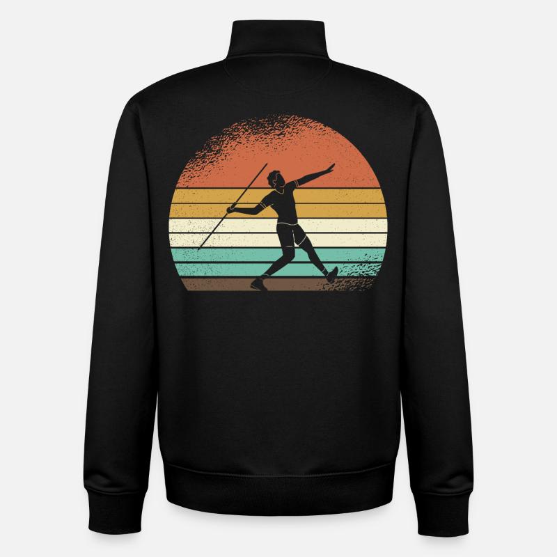 Retro Sunset Skiing Silhouette - Unisex Organic Zip Sweatshirt by Stanley/Stella - black