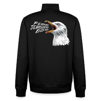FEHMARN LONGING FOR THE SEA Funny - Unisex Organic Zip Sweatshirt by Stanley/Stella - black - Back - AI Model Male 185 light (185cm)