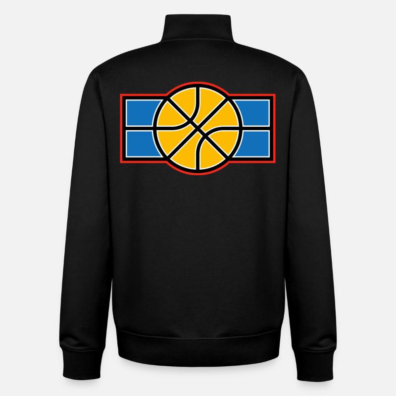 Emblème rétro du basket-ball - Sweat zippé unisexe en coton bio Stanley/Stella - noir