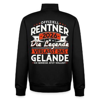 Pensioners 2026 - The legend leaves the site - Unisex Organic Zip Sweatshirt by Stanley/Stella - black - Back - AI Model Male 185 light (185cm)