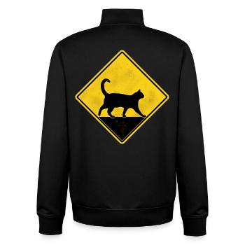Cat Yellow Road Sign - Unisex Organic Zip Sweatshirt by Stanley/Stella - black - Back - AI Model Male 185 light (185cm)