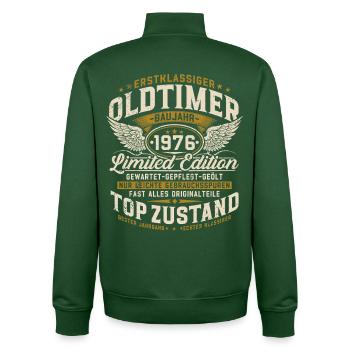 50e anniversaire 1976 Voiture vintage Rétro - Sweat zippé unisexe en coton bio Stanley/Stella - vert bouteille - Dos - AI Model Male 185 dark (185cm)