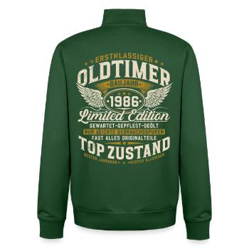 40e anniversaire 1986 Voiture vintage Rétro - Sweat zippé unisexe en coton bio Stanley/Stella - vert bouteille - Dos - AI Model Male 185 dark (185cm)