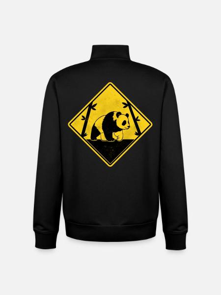 Panda yellow road sign - Unisex Organic Zip Sweatshirt by Stanley/Stella - black