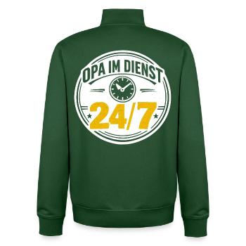 GRANDPA ON DUTY 24x7 Badge - Unisex Organic Zip Sweatshirt by Stanley/Stella - bottle green - Back - AI Model Male 185 dark (185cm)