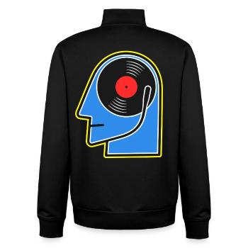 DJ Head de l’album vinyle bleu - Sweat zippé unisexe en coton bio Stanley/Stella - noir - Dos - AI Model Male 185 light (185cm)