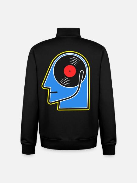 Blue Vinyl Album DJ Head - Unisex Organic Zip Sweatshirt by Stanley/Stella - black