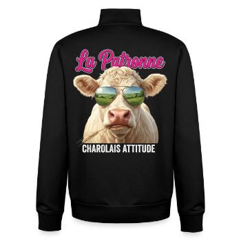 Charolais Cattle Breeding Breeder - Unisex Organic Zip Sweatshirt by Stanley/Stella - black - Back - AI Model Male 185 light (185cm)