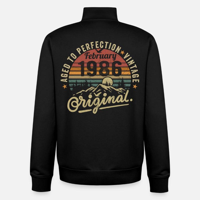 Février 1986 - Sweat zippé unisexe en coton bio Stanley/Stella - noir