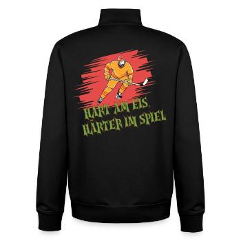 Eishockey Spruch – T-Shirt für Fans - Unisex Organic Zip Sweatshirt von Stanley/Stella - Schwarz - Hinten - AI Model Male 185 light (185cm)