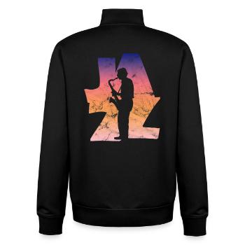 Saxophoniste de jazz - Sweat zippé unisexe en coton bio Stanley/Stella - noir - Dos - AI Model Male 185 light (185cm)