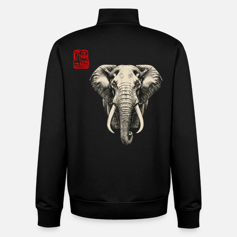 Éléphant asiatique - Sweat zippé unisexe en coton bio Stanley/Stella - noir