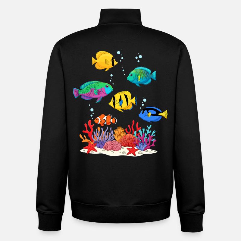 Costume de poisson d’aquarium Océan sous-marin - Sweat zippé unisexe en coton bio Stanley/Stella - noir