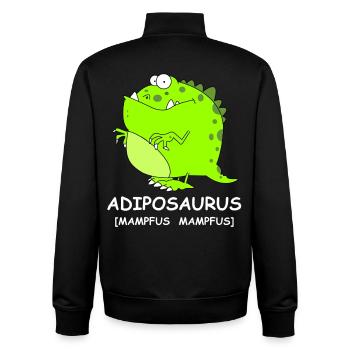 Adiposaursus Dino Comic - Unisex Organic Zip Sweatshirt by Stanley/Stella - black - Back - AI Model Male 185 light (185cm)