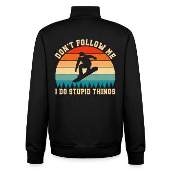 Snowboarden Folgt mir nicht Ich mache dumme Sachen - Unisex Organic Zip Sweatshirt von Stanley/Stella - Schwarz - Hinten - AI Model Male 185 light (185cm)