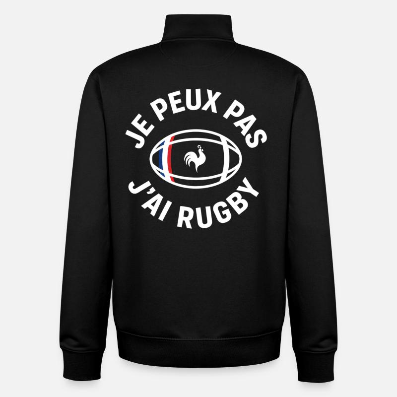 French Rugby Rooster – I Can't - Unisex Organic Zip Sweatshirt by Stanley/Stella - black
