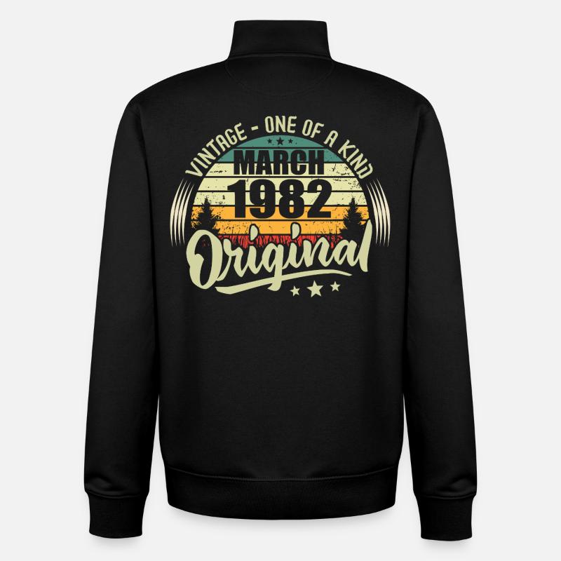 Légende Vivante Depuis Mars 1982 - Sweat zippé unisexe en coton bio Stanley/Stella - noir