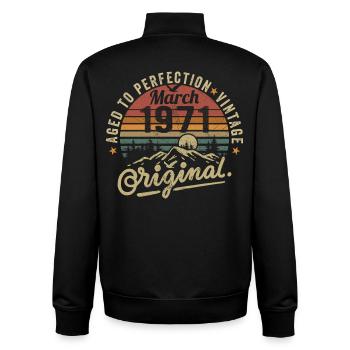 März 1971 - Unisex Organic Zip Sweatshirt von Stanley/Stella - Schwarz - Hinten - AI Model Male 185 light (185cm)