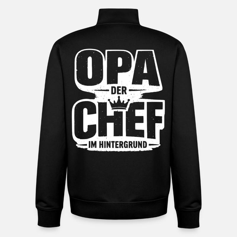 Opa Chef im Hintergrund - Unisex Organic Zip Sweatshirt by Stanley/Stella - black