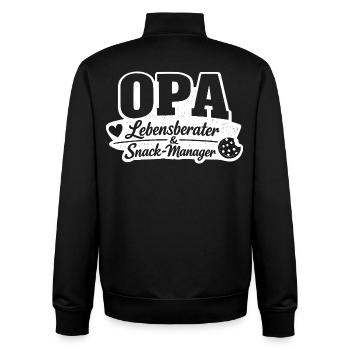 Grandpa Life Coach Snack Manager - Unisex Organic Zip Sweatshirt by Stanley/Stella - black - Back - AI Model Male 185 light (185cm)