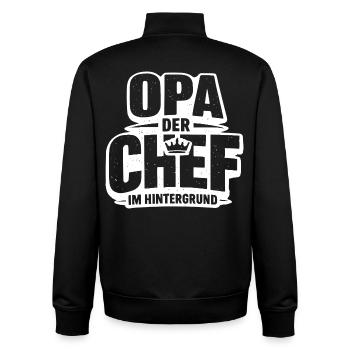 Grandpa the Chief in the background - Unisex Organic Zip Sweatshirt by Stanley/Stella - black - Back - AI Model Male 185 light (185cm)