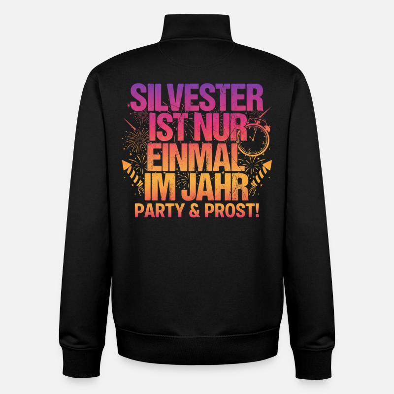 Fête du Nouvel An - Sweat zippé unisexe en coton bio Stanley/Stella - noir