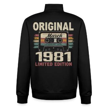März 1981 Jahrgang März 1981 - Unisex Organic Zip Sweatshirt von Stanley/Stella - Schwarz - Hinten - AI Model Male 185 light (185cm)
