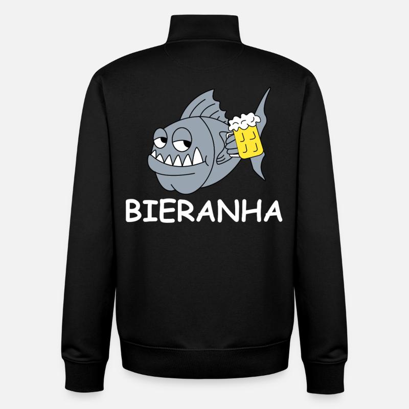 Bierpiranha Comic - Sweat zippé unisexe en coton bio Stanley/Stella - noir