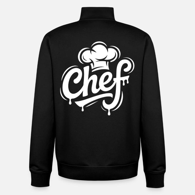 Lettrage du logo du chef - Sweat zippé unisexe en coton bio Stanley/Stella - noir