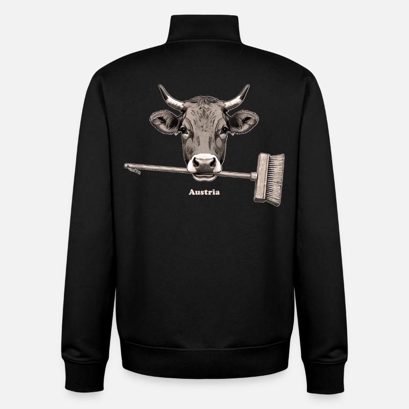 Vache - Sweat zippé unisexe en coton bio Stanley/Stella - noir