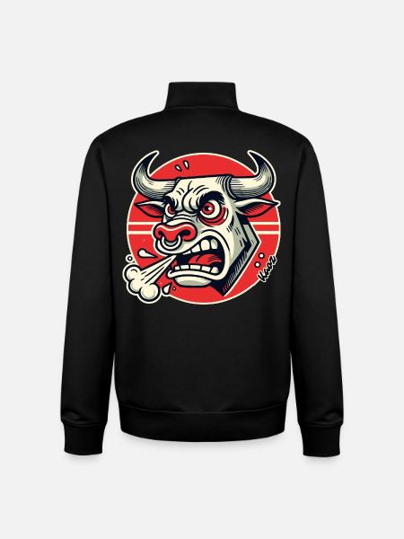 Angry Bull Retro Logo - Unisex Organic Zip Sweatshirt by Stanley/Stella - black