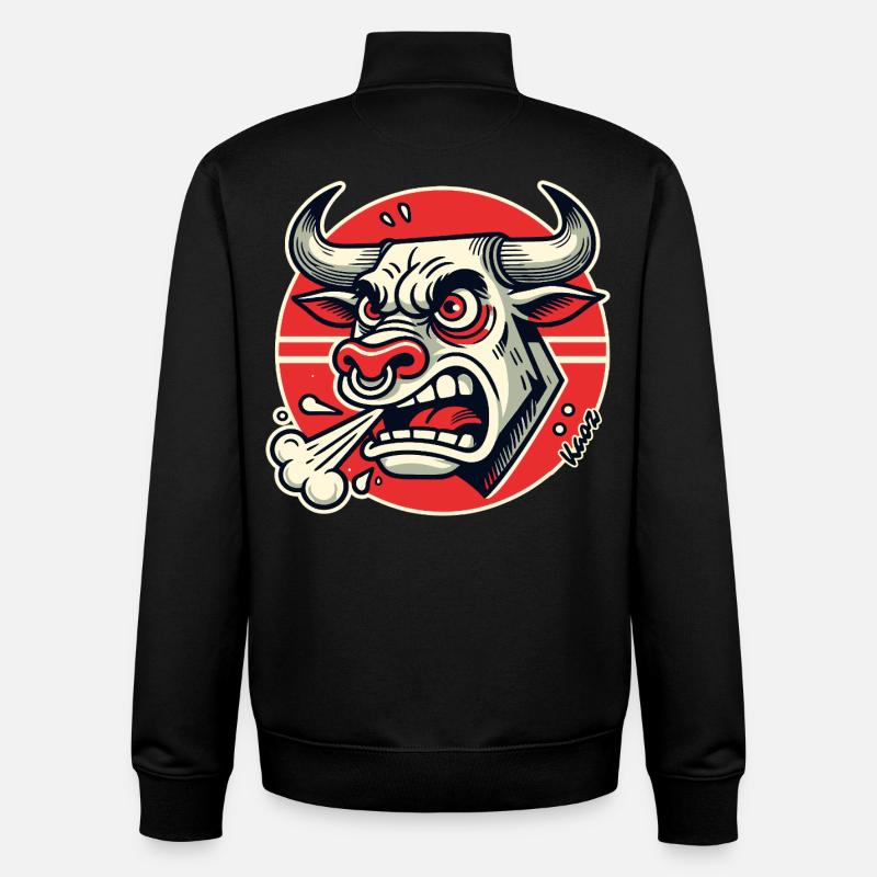 Wütender Bulle Retro-Logo - Unisex Organic Zip Sweatshirt von Stanley/Stella - Schwarz