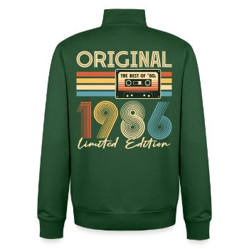 40th birthday, 40 years, original 1986 - Unisex Organic Zip Sweatshirt by Stanley/Stella - bottle green - Back - AI Model Male 185 dark (185cm)