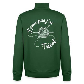 Wenn nicht, stricke ich - Unisex Organic Zip Sweatshirt von Stanley/Stella - Flaschengrün - Hinten - AI Model Male 185 dark (185cm)