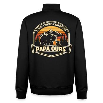 Papa Bear Das einzige einzigartige authentische Geschenk - Unisex Organic Zip Sweatshirt von Stanley/Stella - Schwarz - Hinten - AI Model Male 185 light (185cm)