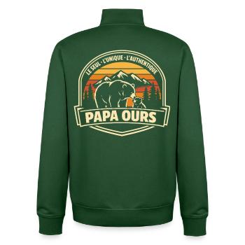 Papa Bear Das einzige einzigartige authentische Geschenk - Unisex Organic Zip Sweatshirt von Stanley/Stella - Flaschengrün - Hinten - AI Model Male 185 dark (185cm)