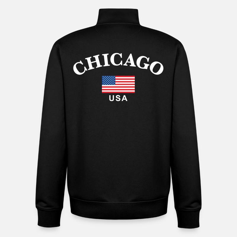 Chicago, USA - Unisex Organic Zip Sweatshirt von Stanley/Stella - Schwarz