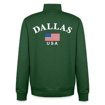 Dallas, États-Unis - Sweat zippé unisexe en coton bio Stanley/Stella - vert bouteille - Dos - AI Model Male 185 dark (185cm)