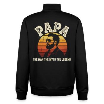 Papa Legend Retro Sun - Unisex Organic Zip Sweatshirt by Stanley/Stella - black - Back - AI Model Male 185 light (185cm)