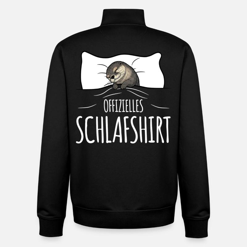 Otter Sleeping Shirt blanc - Sweat zippé unisexe en coton bio Stanley/Stella - noir